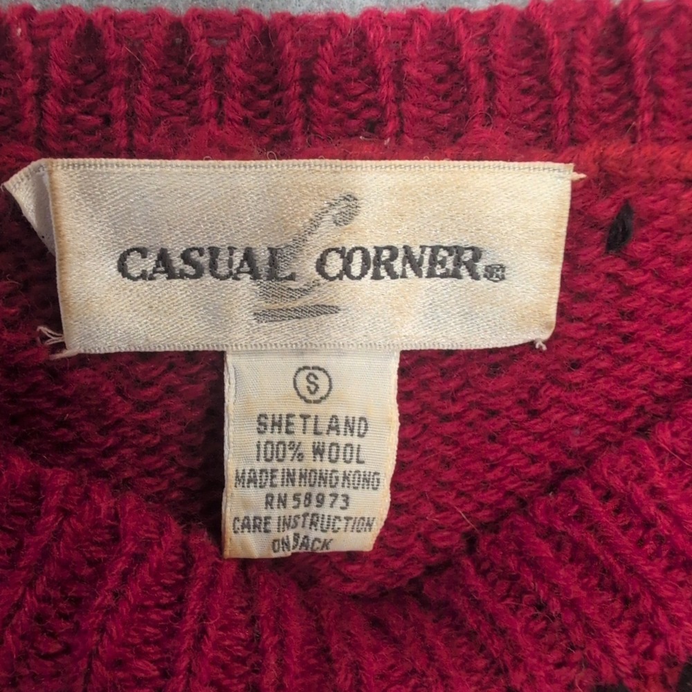 Casual Corner Shetland Wool Southwestern Aztec Fringe Sweater Size‎ S - Picture 2 of 3